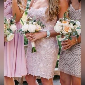 Nude/Blush Lace Appliqué Dress